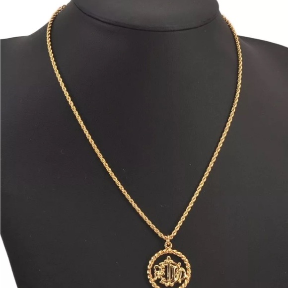 Christian Dior Gold Plated Pendant Necklace EUC - Picture 2 of 11